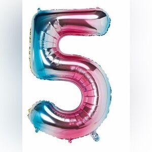 40" inch Gradient Large Number 5 Foil Balloon Rainbow Mylar Party Birthday